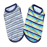 KUTKUT Combo of 2 Drooling Striped Print Pet Vest Breathable Cotton Sleeveless Shirt for Puppy, Small Breed Dog and Cat (Size: L, Chest Girth 45 cm, Neck Girth 32 cm, Back Length 35 cm) - kut